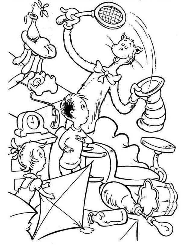 Plansa de colorat cu Cat in the hat 103 6